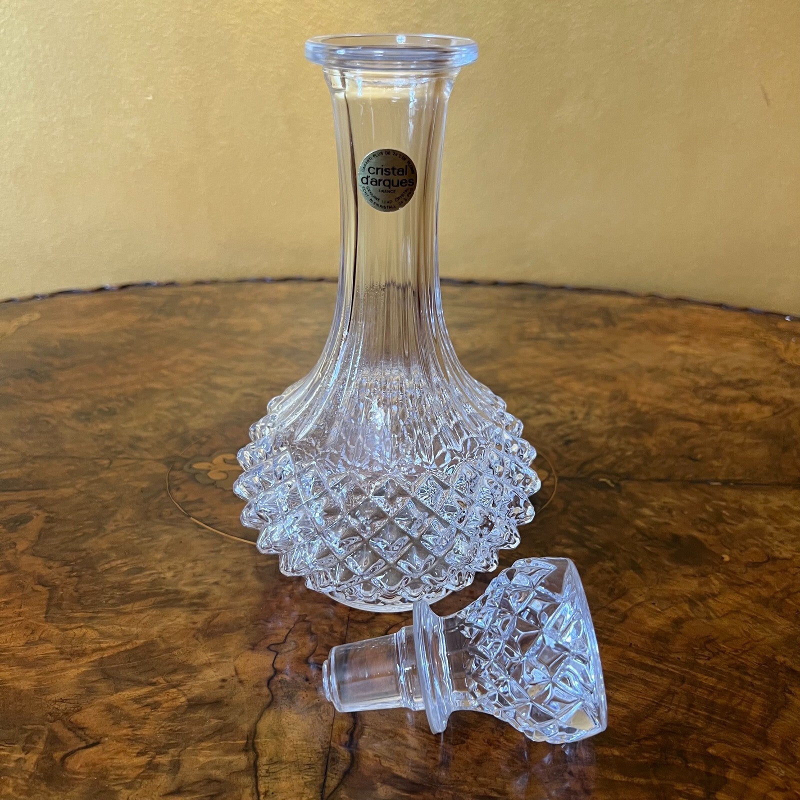Vintage Cristal D'Arques Diamond Cut Decanter