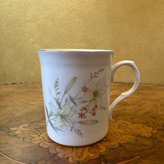 Vintage Crown Trent White Floral Design Coffee Mug
