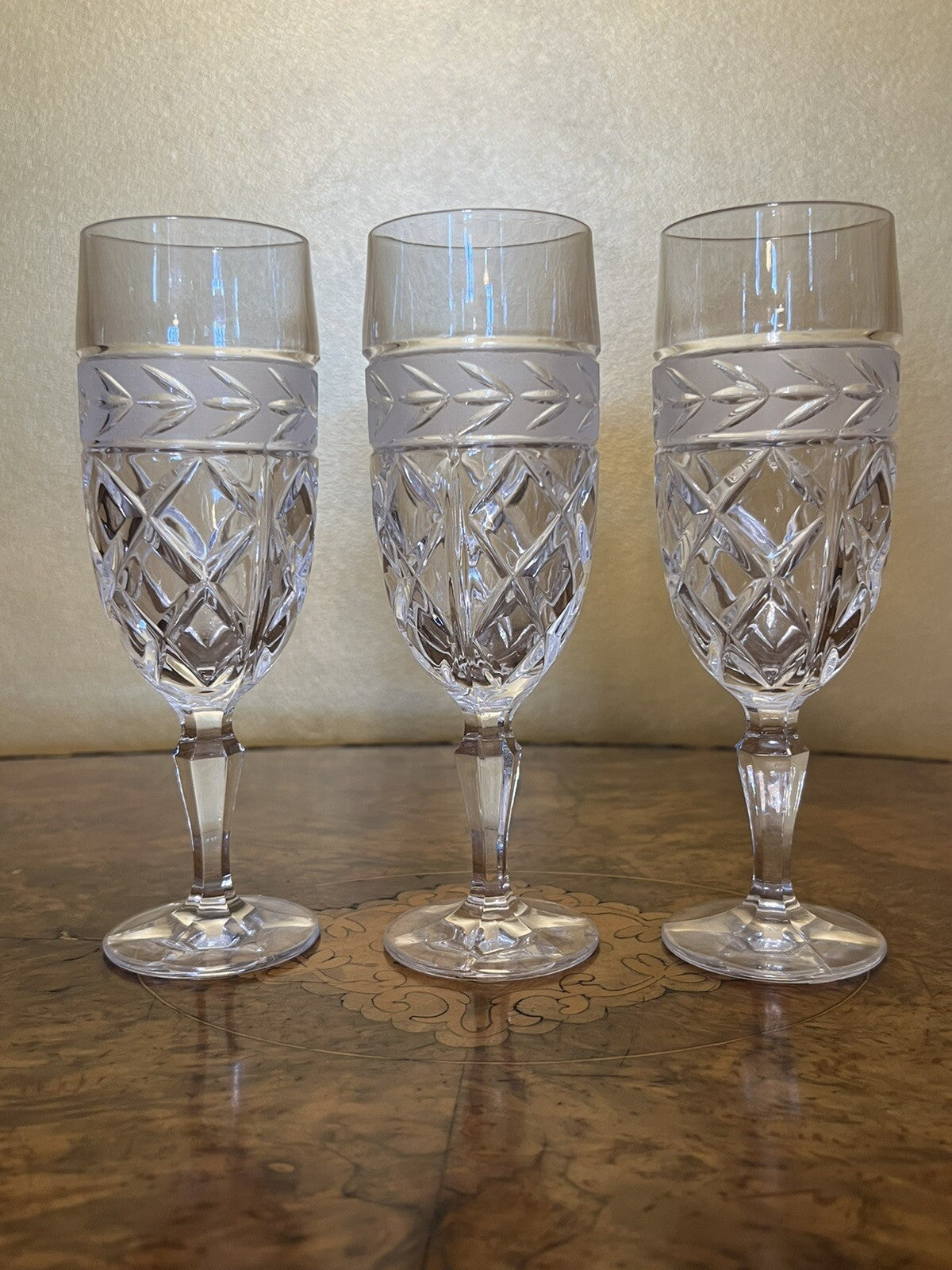 Vintage Crystal Champagne Flutes Set of Three