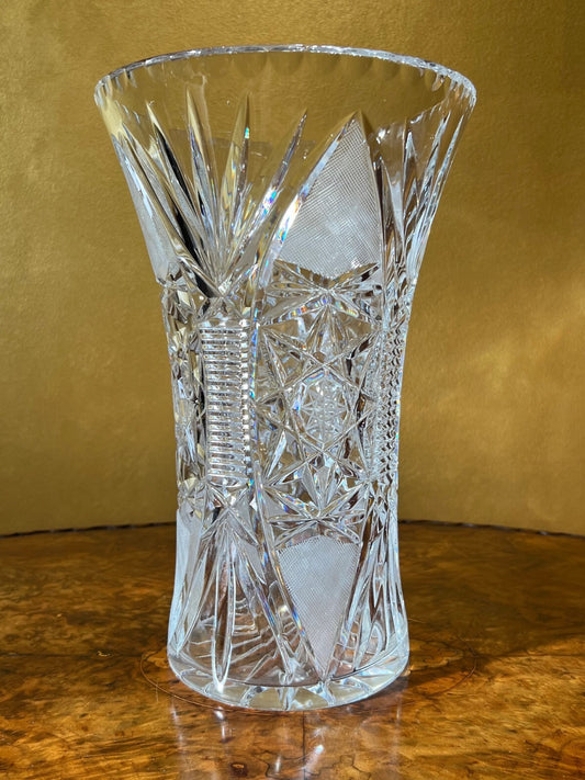 Vintage Crystal Cut Large Vase