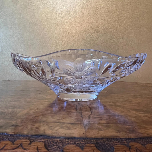 Vintage Crystal Floral Display Bowl
