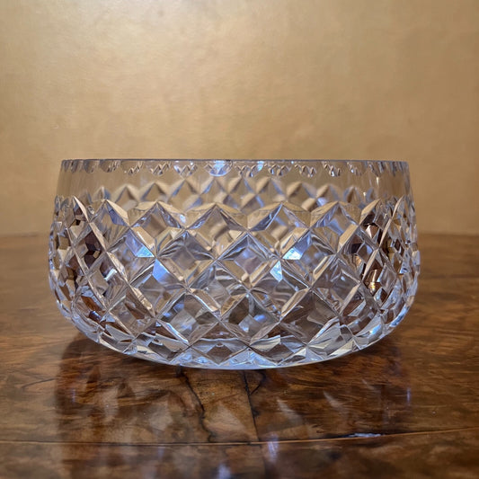 Vintage Crystal Round Diamond Cut Bowl