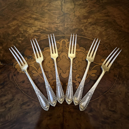 Vintage Daniel & Arter Silver Plated Dessert Forks Set Of Six