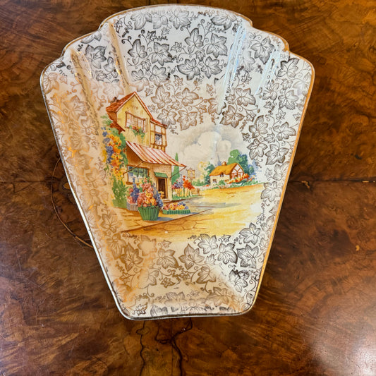 Vintage Empire Ware Gold Chintz Art Deco Dish