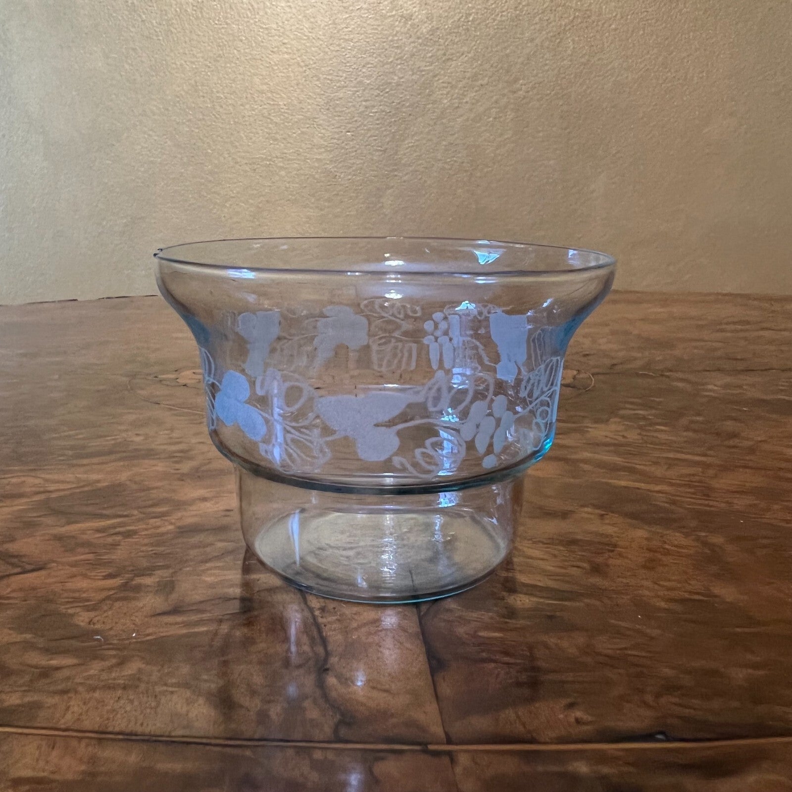 Vintage Etched Glass Dessert Bowls Set