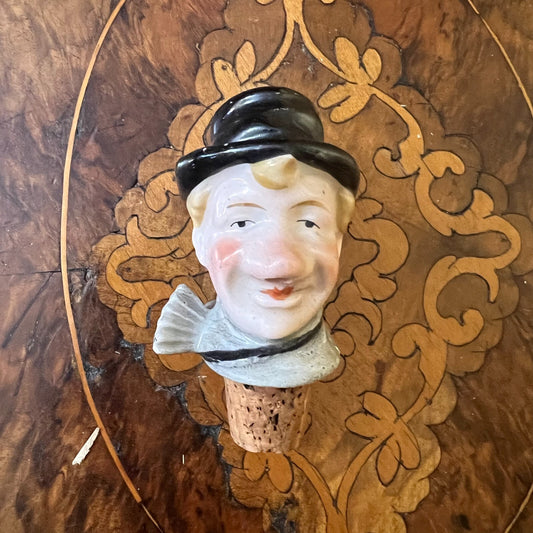Vintage European Porcelain Ceramic Handpainted Bottle Cork Stopper