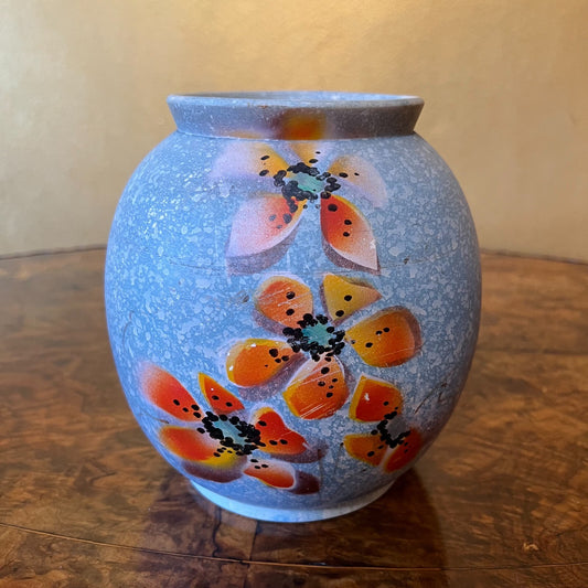 Vintage Floral Blue Vase
