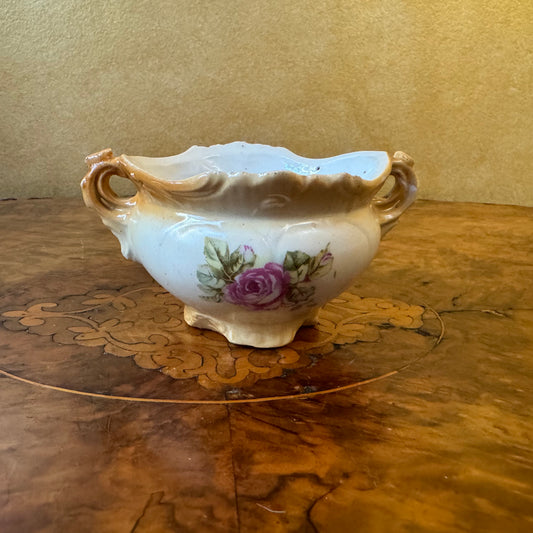 Vintage Floral Bowl With Handles