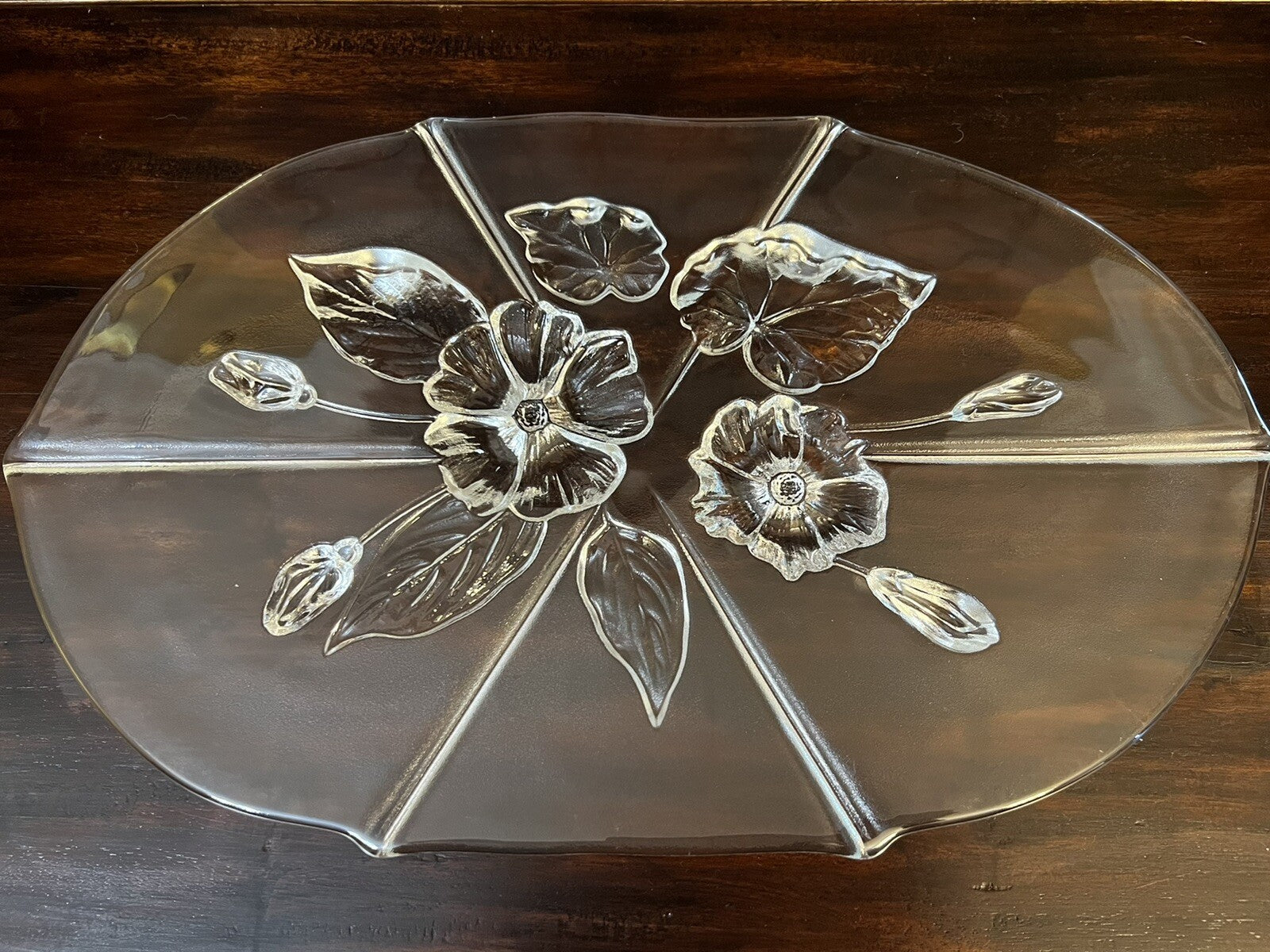 Vintage Floral Glass Detail Platter