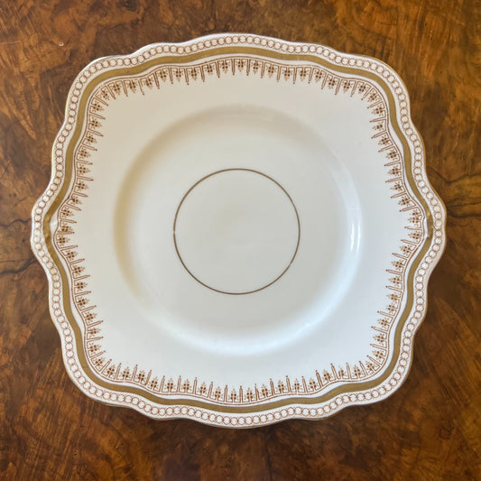 Vintage Foley Gold Print Cake Plate