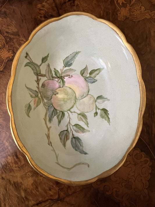 Vintage Fruit Print Hand Painted Bowl