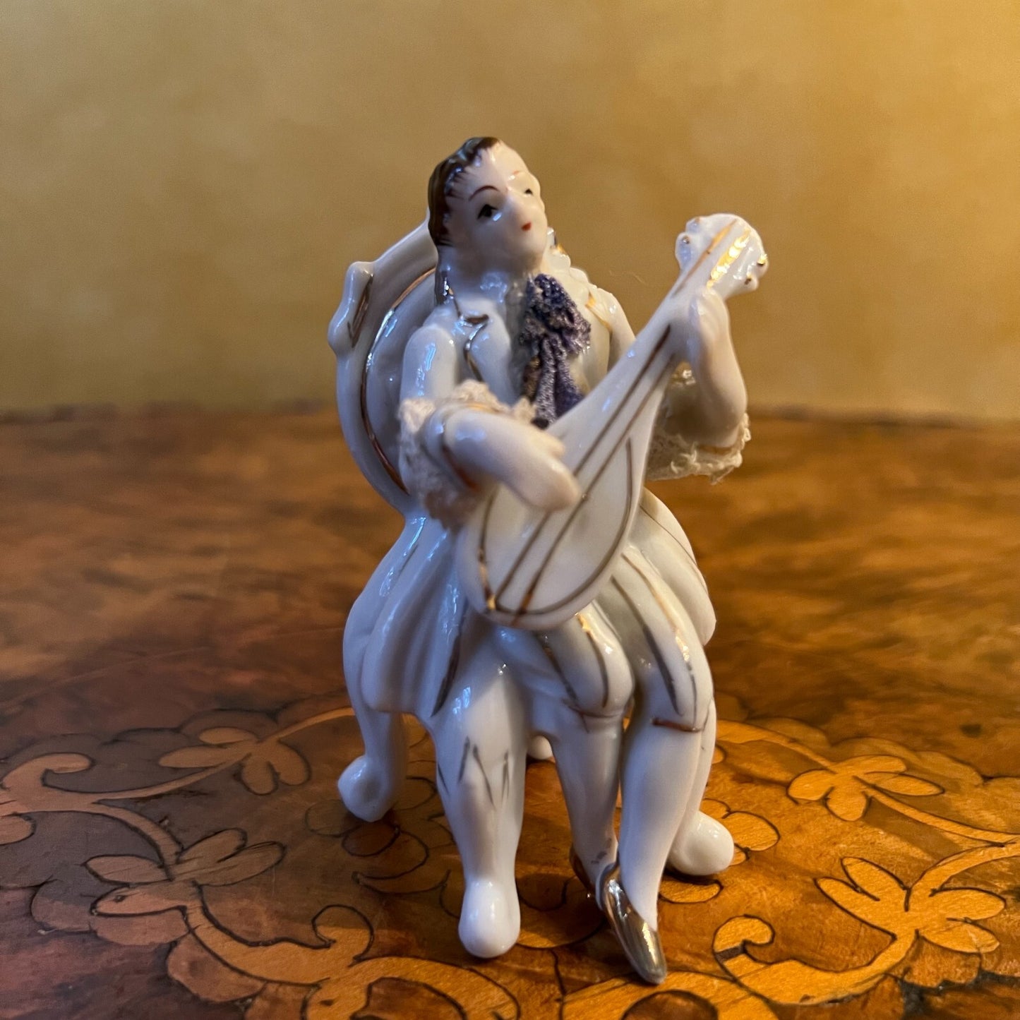 Vintage German Man Sitting Fabric Cravat Figurine