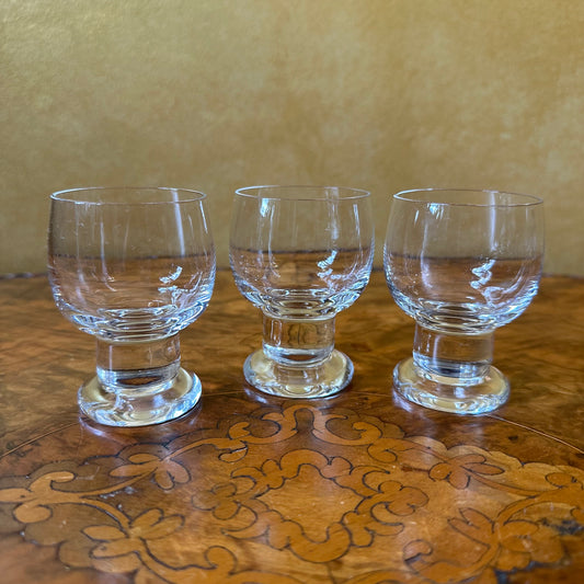 Vintage Glass Footed Port Glasses Set Of Three