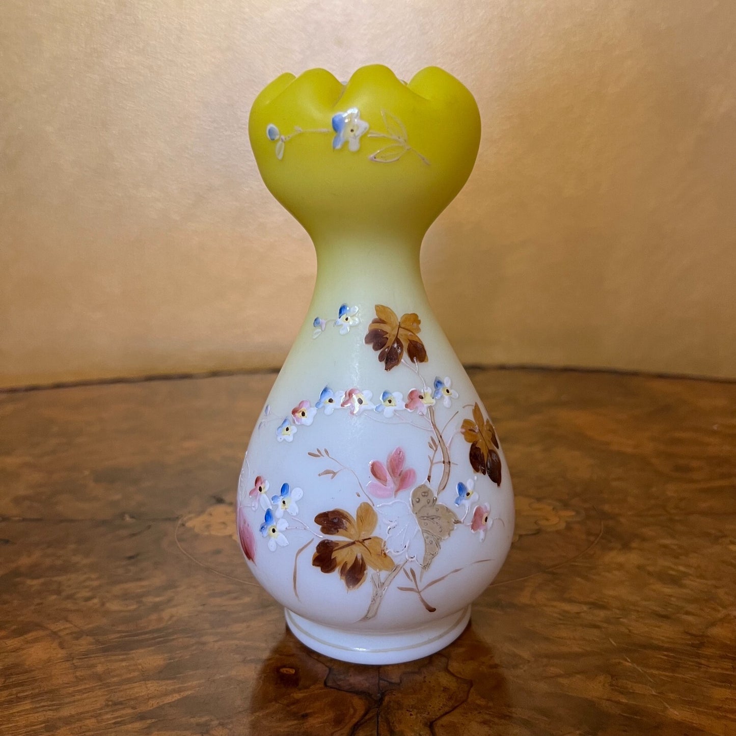 Vintage Glass Hand Painted Vase