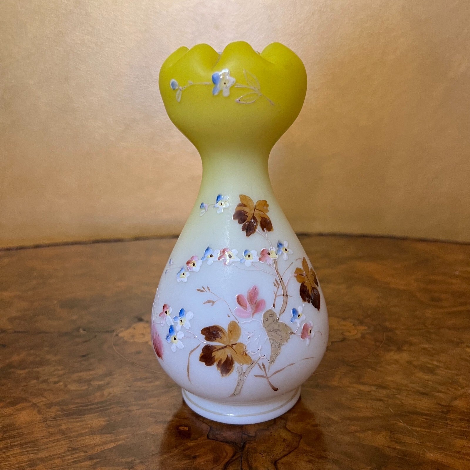 Vintage Glass Hand Painted Vase