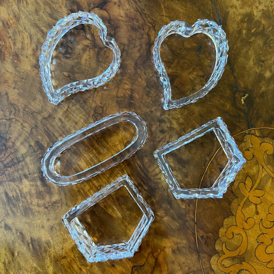 Vintage Glass Napkin Ring Set Of Five