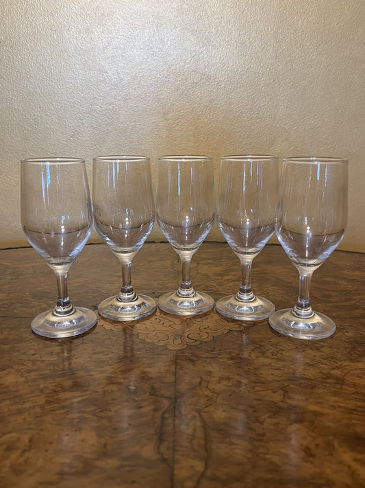 Vintage Glass Sherry Glasses Set Of Five