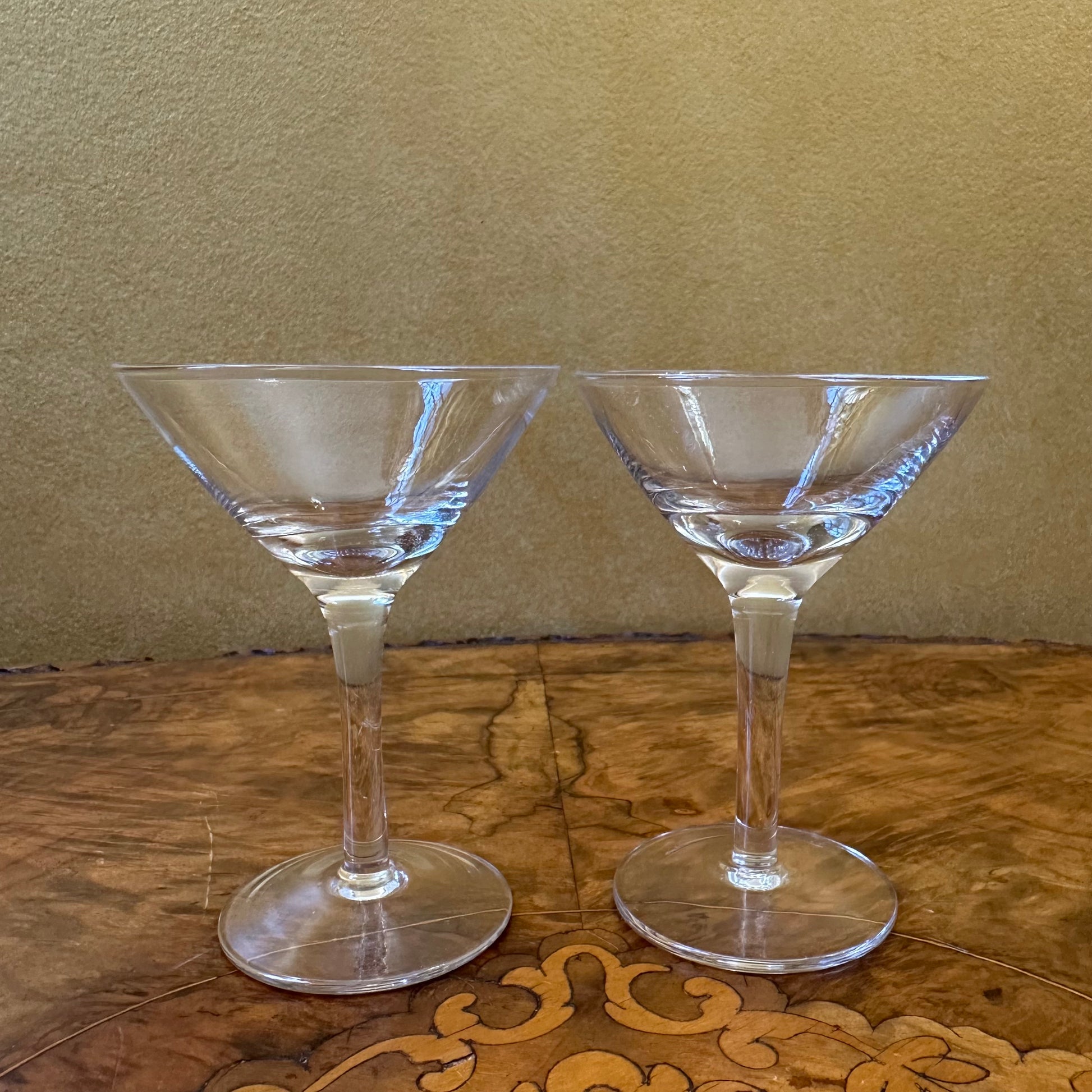 Vintage Glass Small Martini Glasses Pair