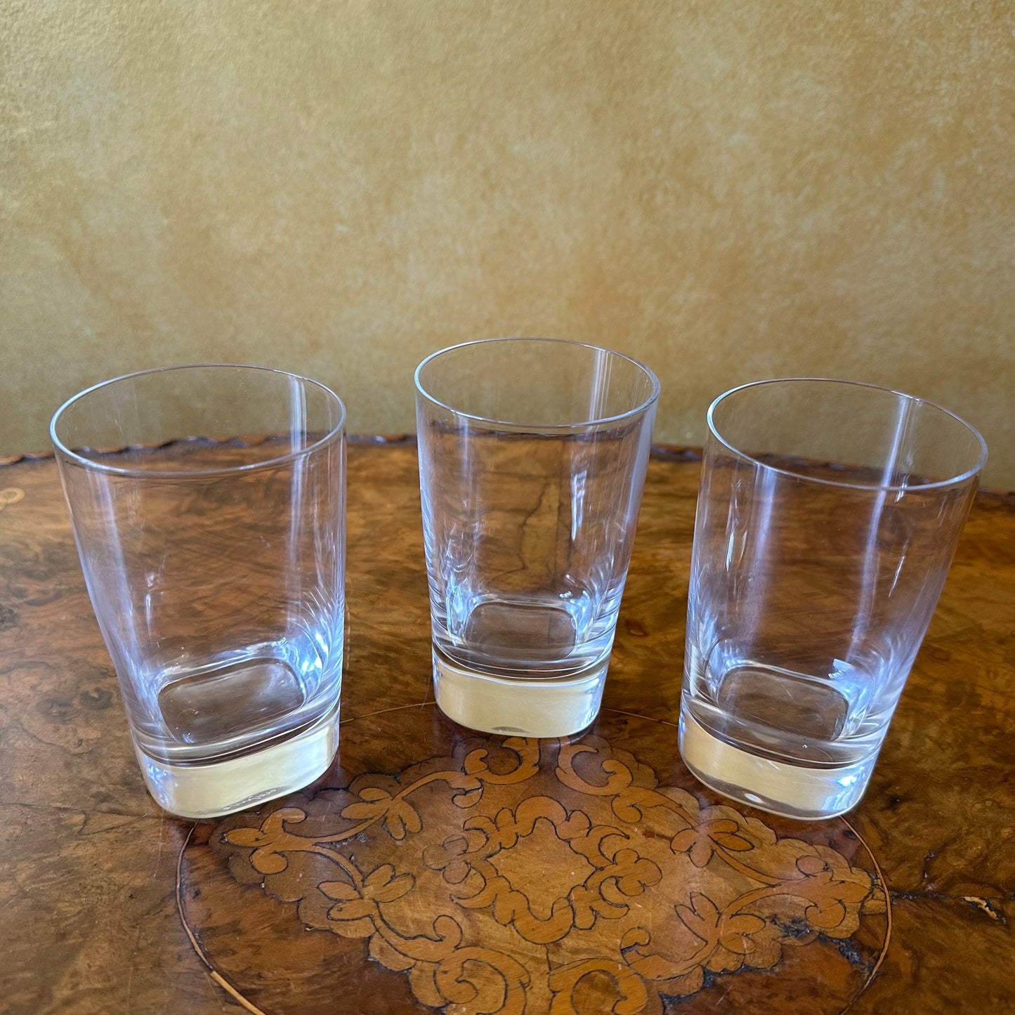 Vintage Glass Square Base Round Top Glasses Set