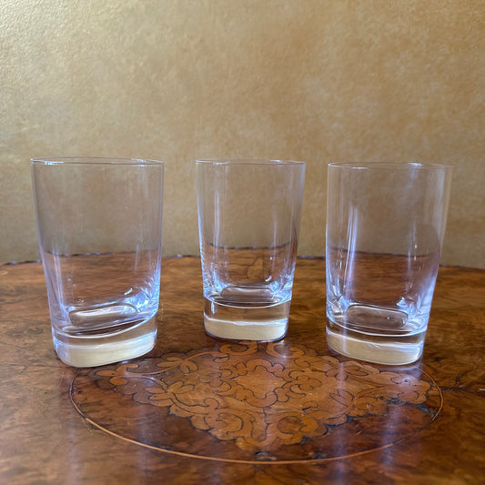 Vintage Glass Square Base Round Top Glasses Set Of Three