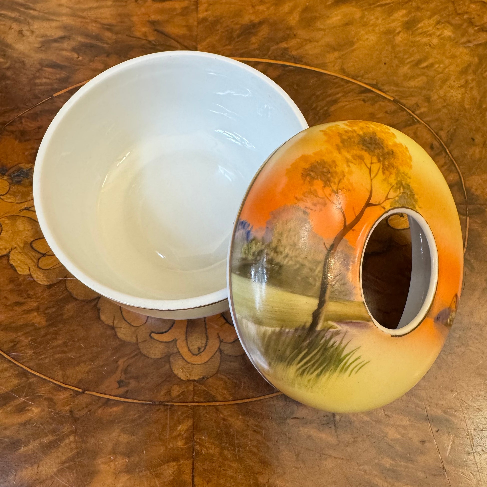 Vintage Hand Painted Scenic Print Vase