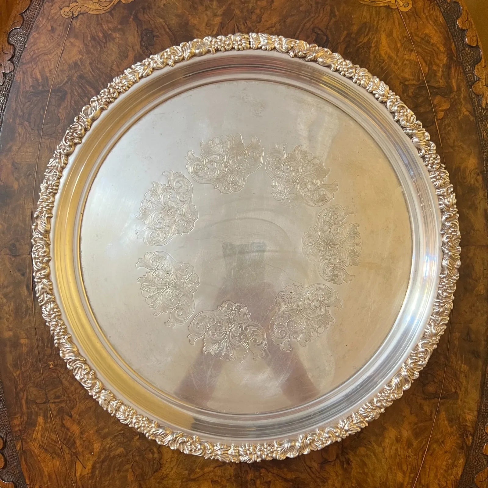 Vintage Hecworth Silver Plated Large Round Tray