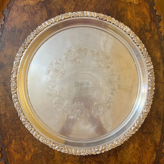 Vintage Hecworth Silver Plated Large Round Tray