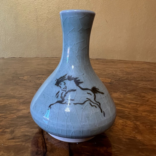Vintage Horse Print Bud Vase