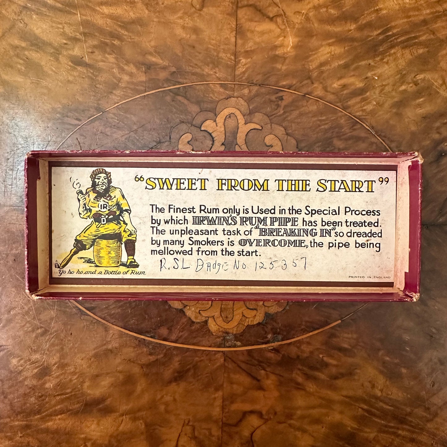 Vintage Irwin's Rum Pipe Half Box