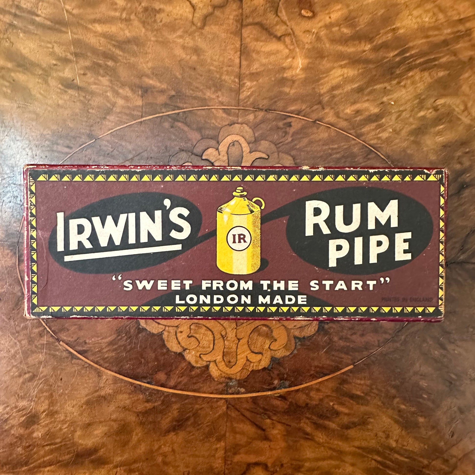 Vintage Irwin's Rum Pipe Half Box Advertisement