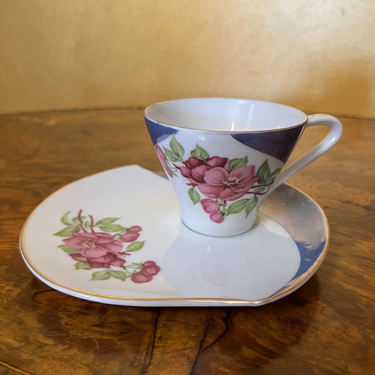 Vintage Japanese Floral Tea Cup & Tennis Plate