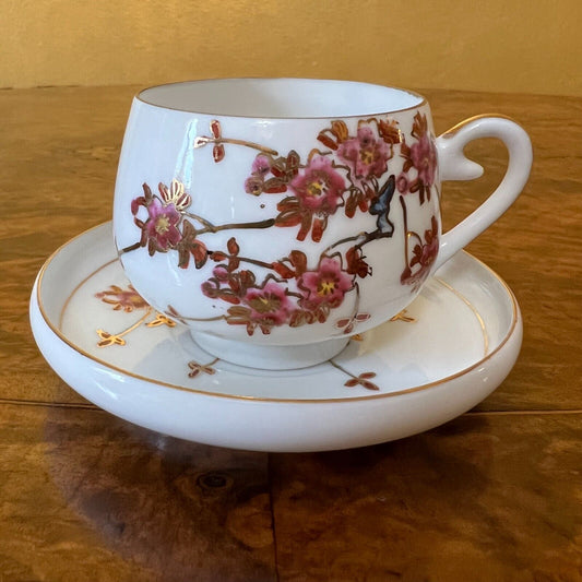 Vintage Japanese Geisha Lithosphere Small Cup & Saucer