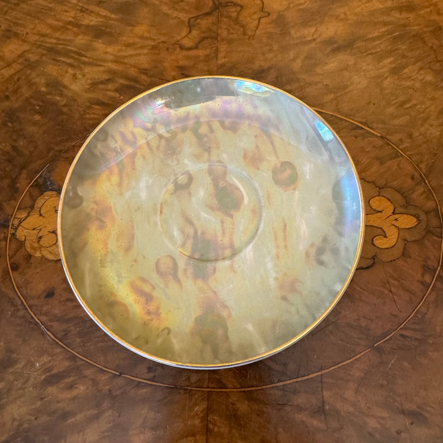 Vintage Japanese Green Marle Gold Saucer
