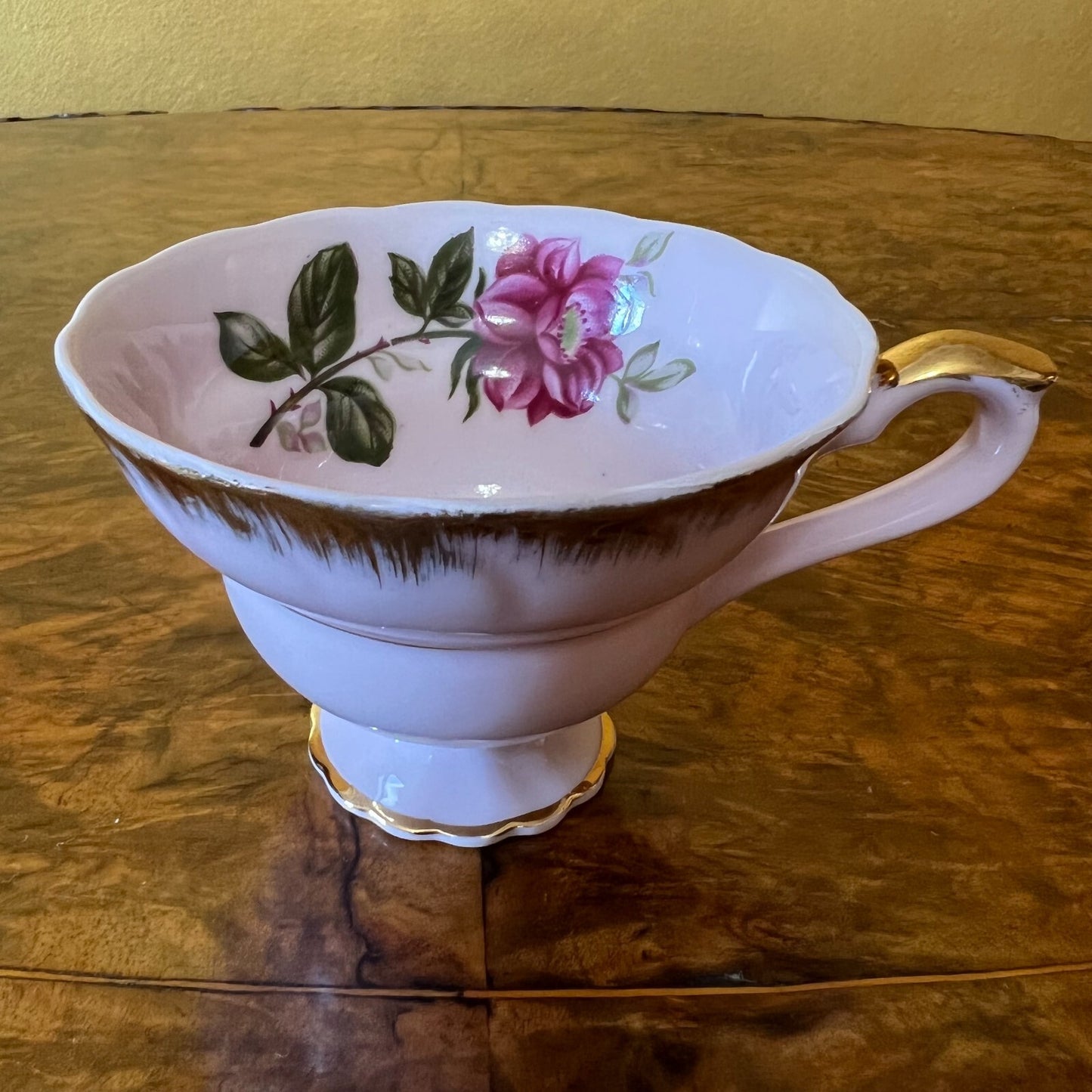 Vintage Japanese Pink Floral Tea Cup Trio