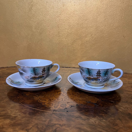 Vintage Japanese Tea Cup & Saucer Pair Set