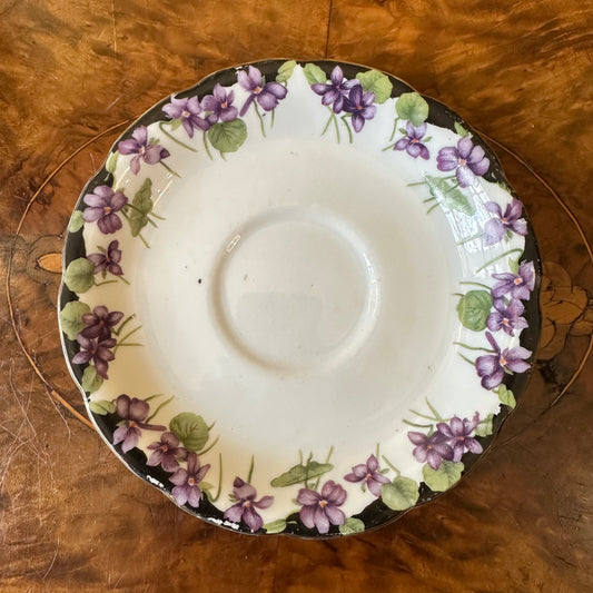 Vintage Joan Ware Violets Print Saucer