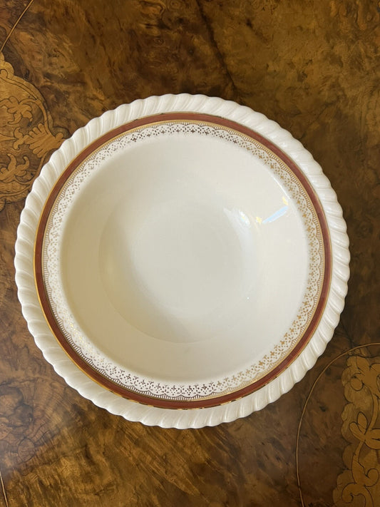 Vintage Johnson Bros Old English Gold & Burgundy Print Soup Bowl