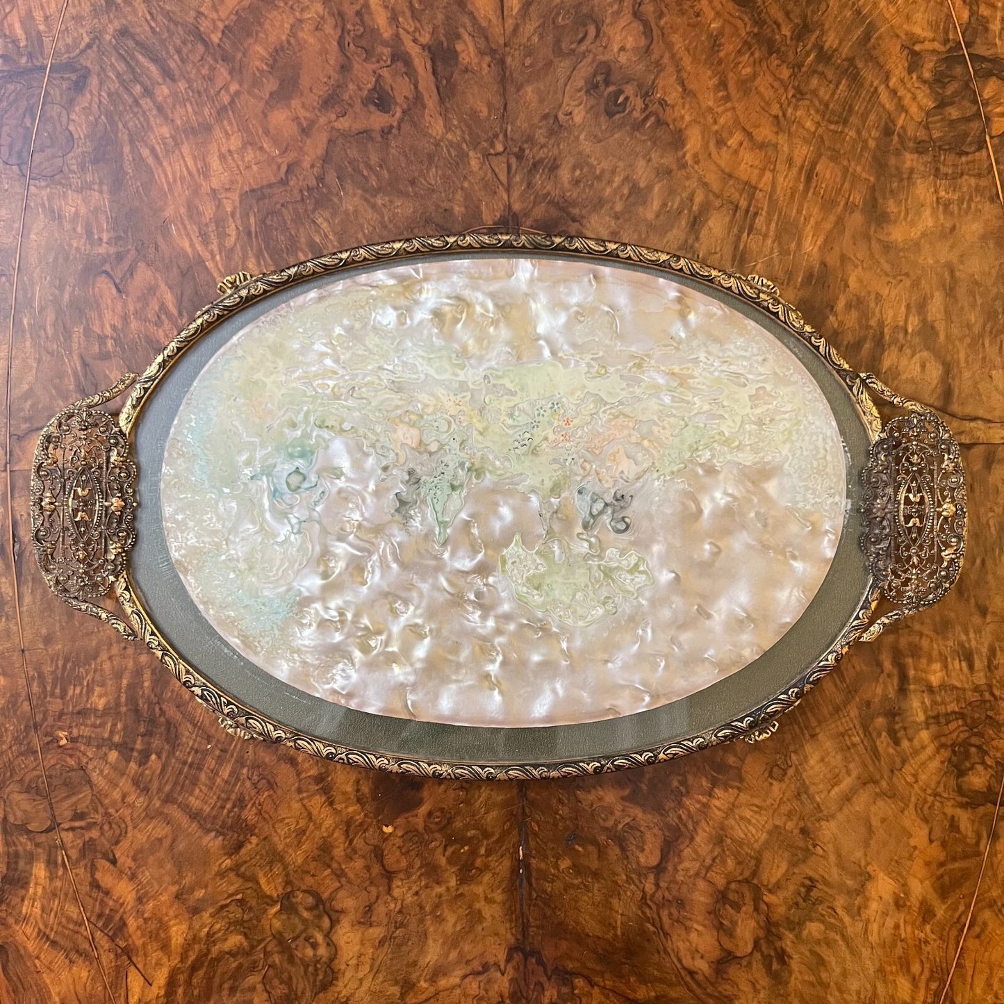 Vintage Ladies Dressing Table Brushed, Mirror Tray