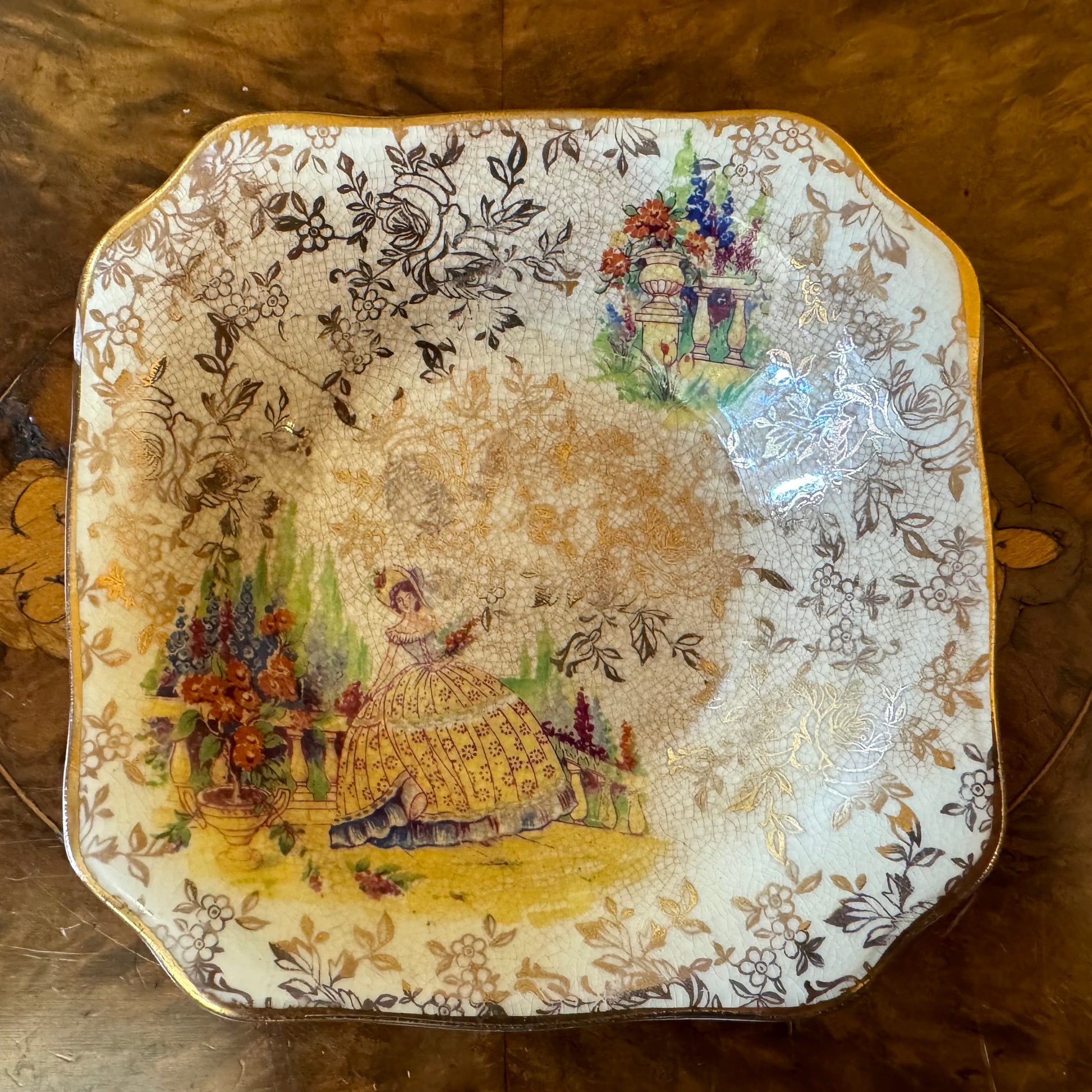 Vintage Lady Crinoline Empire Ware Square Dish