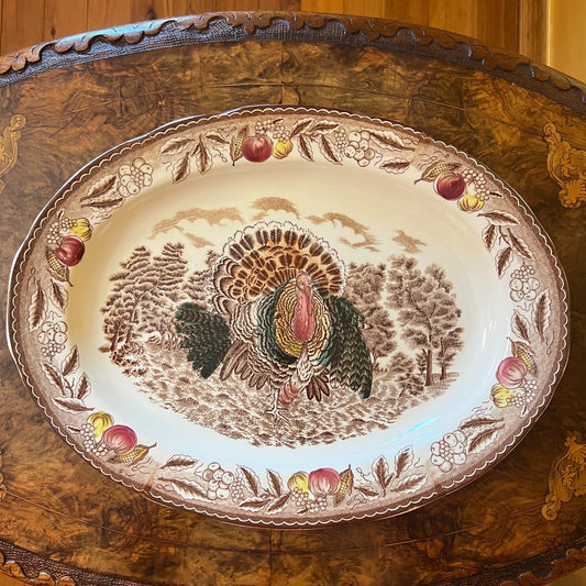 Vintage Large Turkey Print Platter