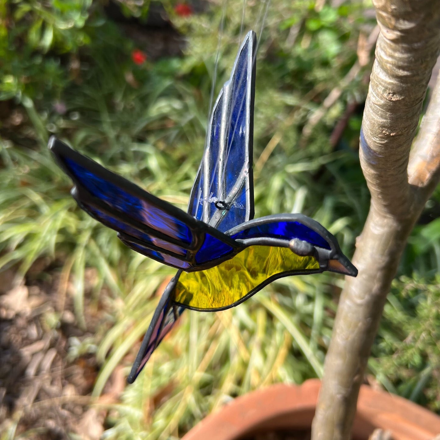 Vintage  Lead Light Fairy Swallow Bird Sun catcher Hanging