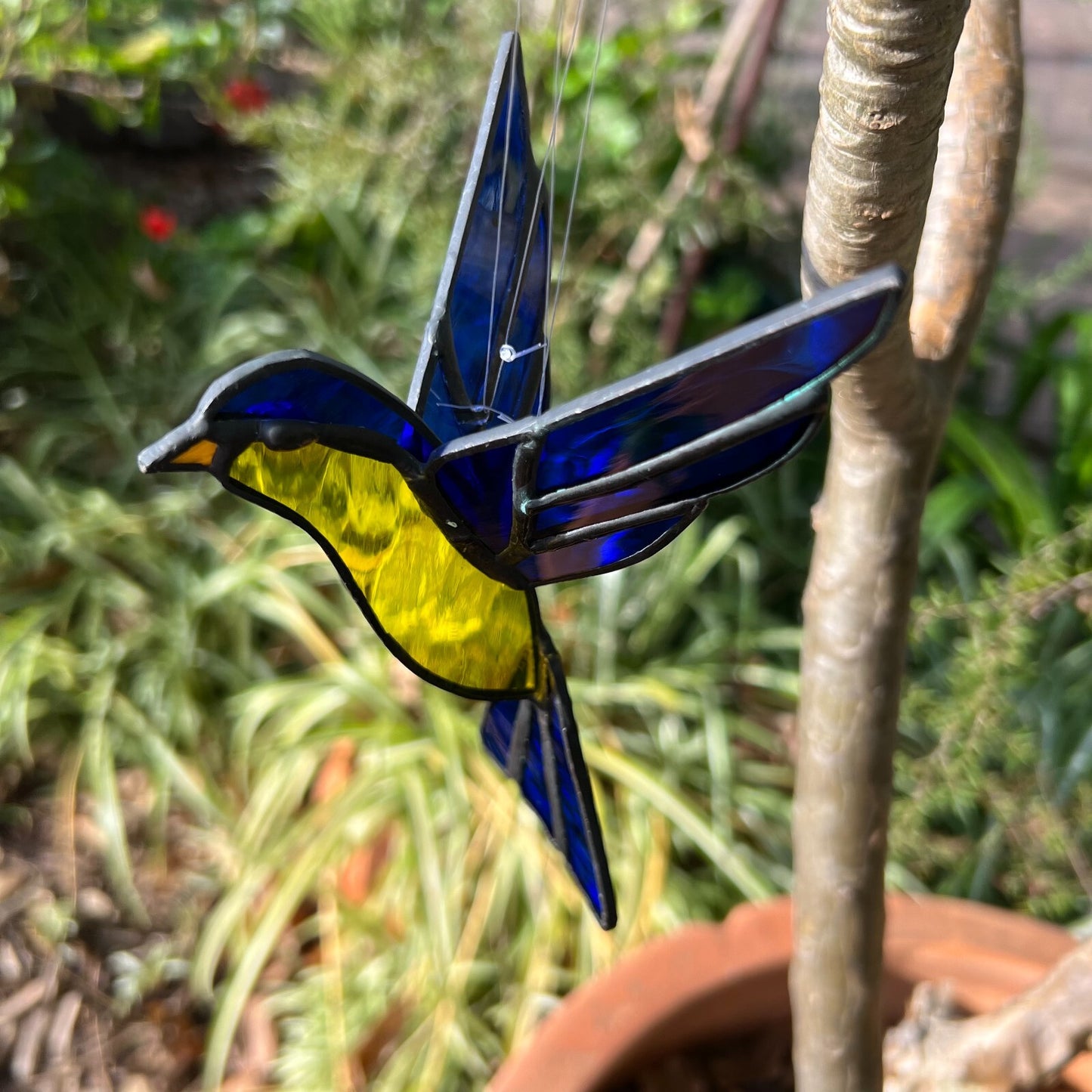 Vintage  Lead Light Fairy Swallow Bird Sun catcher Hanging  Ornament