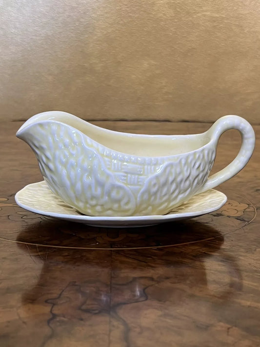 Vintage Midwinter Royal Porcelain Burslem England Yellow Gravy Boat_Plate