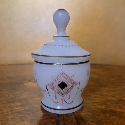 Vintage Milk Glass Hand Painted Jar
