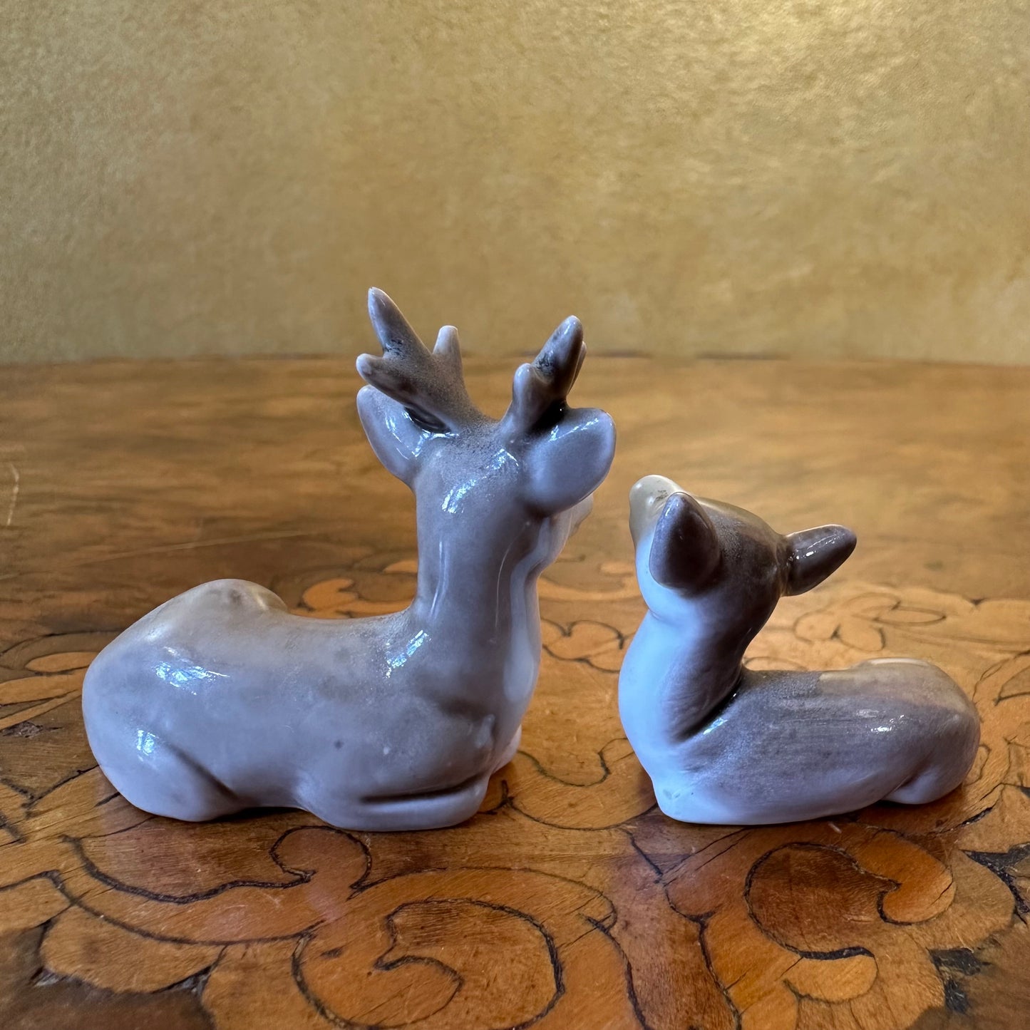 Vintage Miniature Reindeer Mother & Baby Figurines Ornament