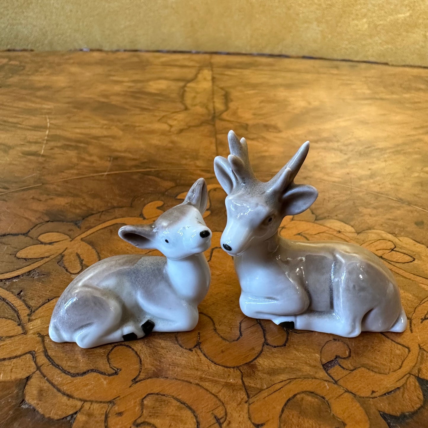 Vintage Miniature Reindeer Mother & Baby Figurines Ornaments