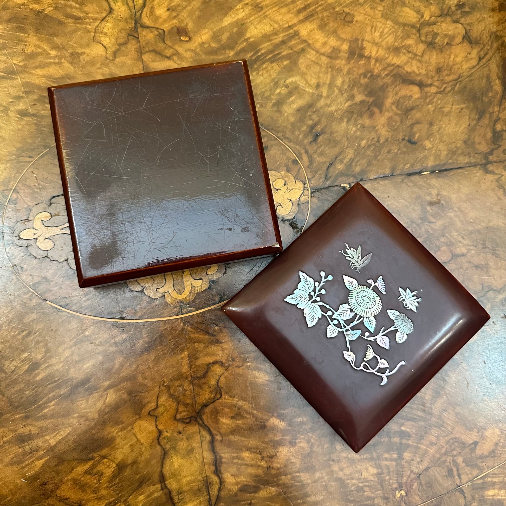 Vintage Mother Of Pearl Inlay Box