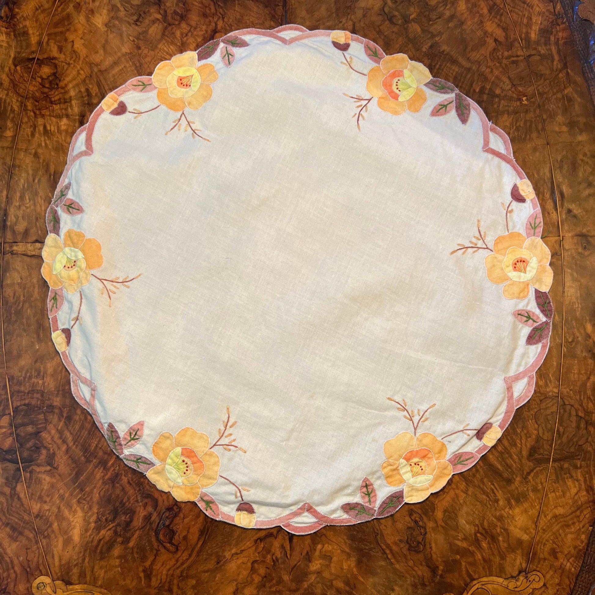 Vintage Orange Flower Doily