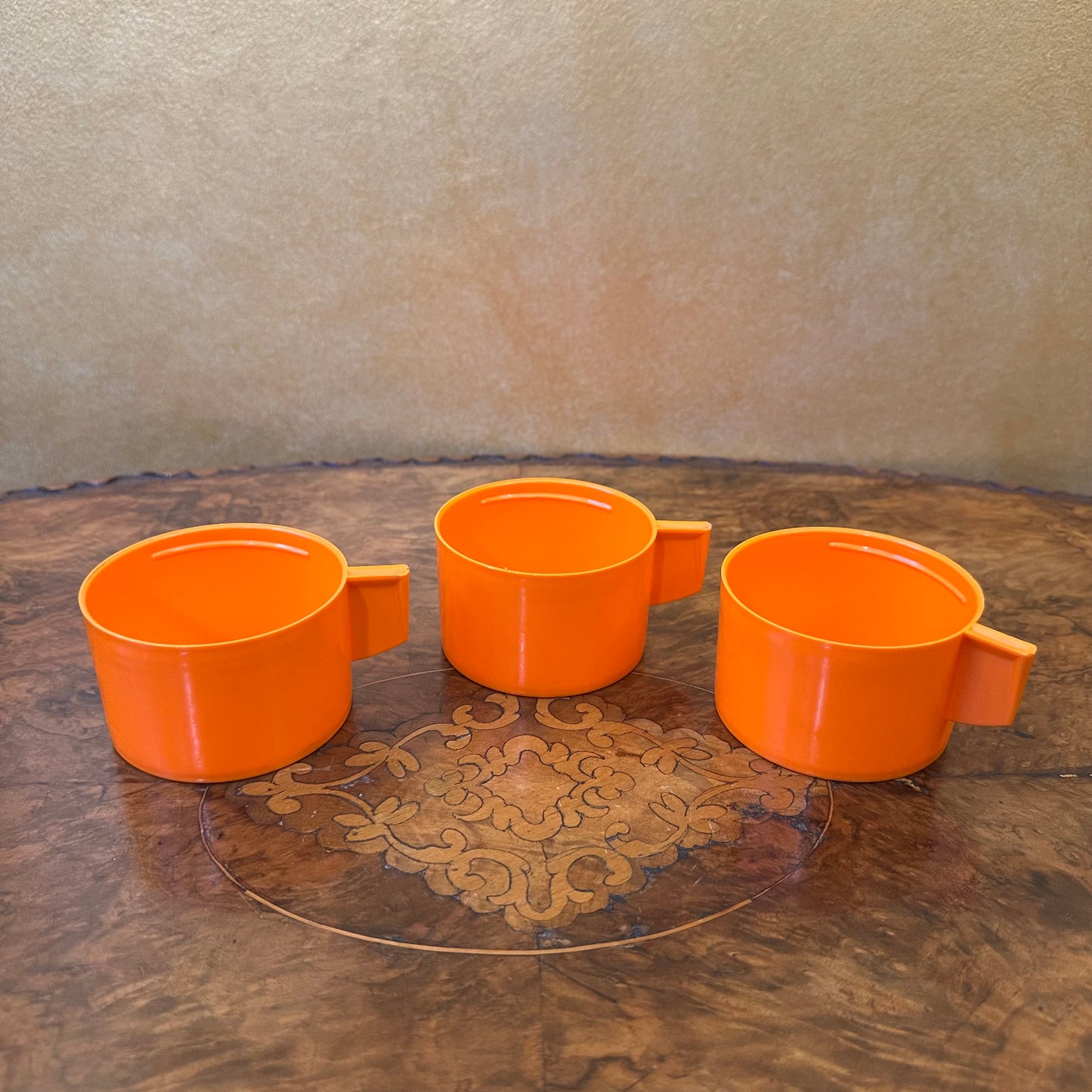 Vintage Orange Plastic Cups Set