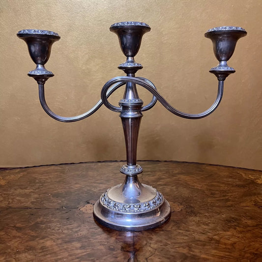 Vintage Ornate Silver Plated Three Branch Candelabra